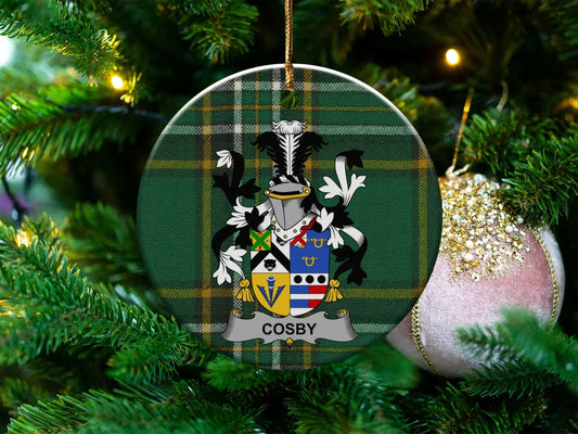 Cosby Family Crest Green Plaid Christmas Ornament product type