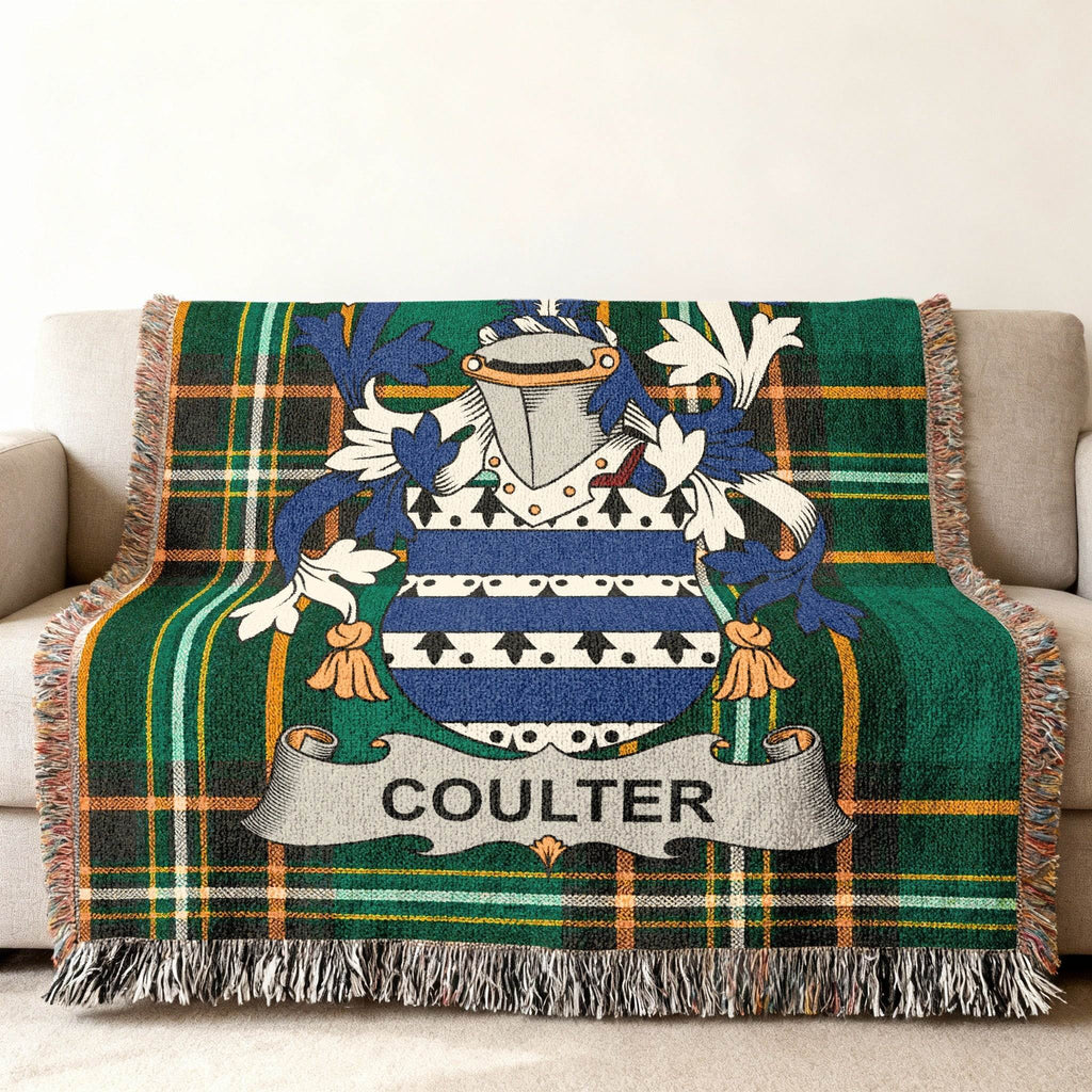 Coulter Family Name Crest Plaid Fringed Throw product type