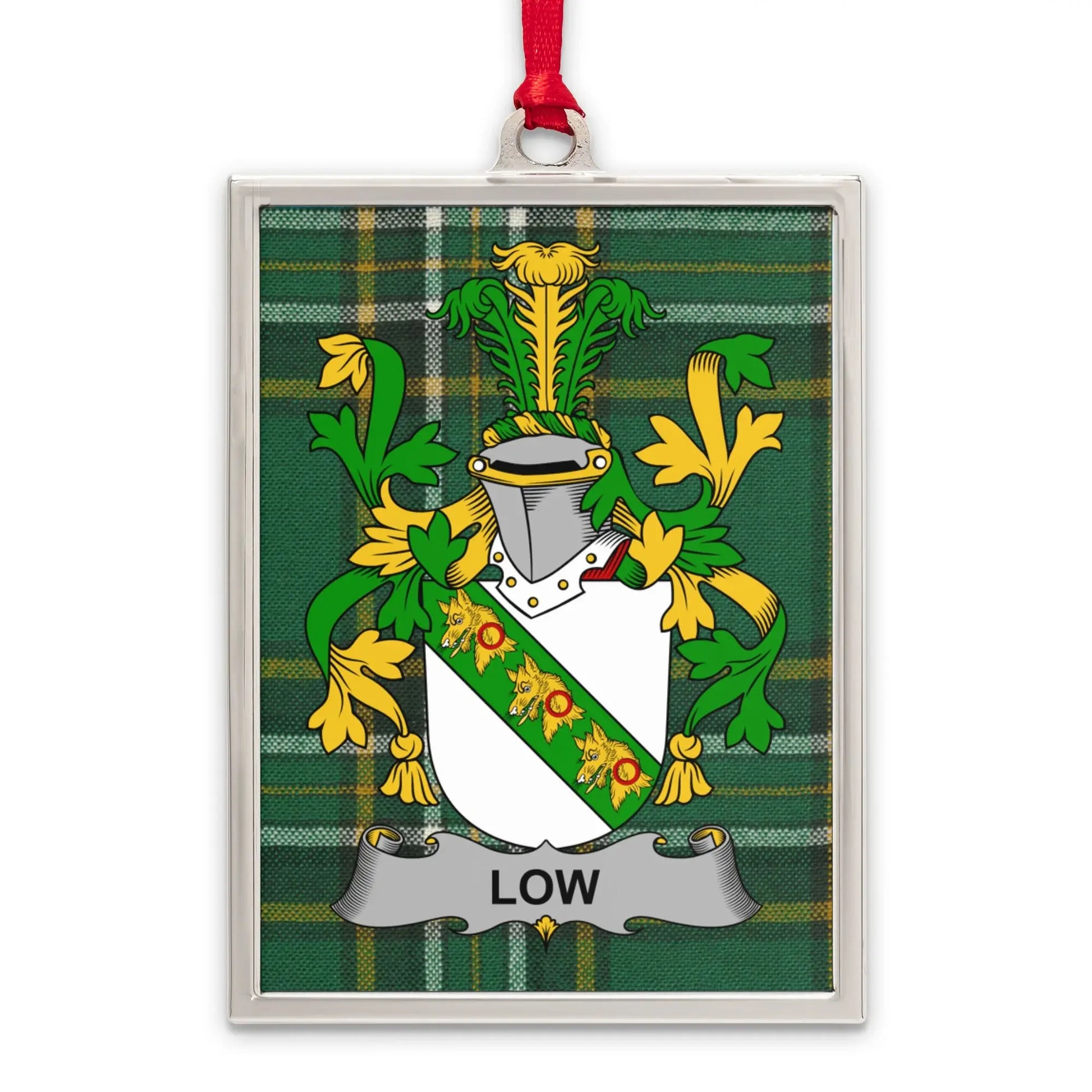 LOW Family Crest Heraldic Plaque with Scottish Tartan product