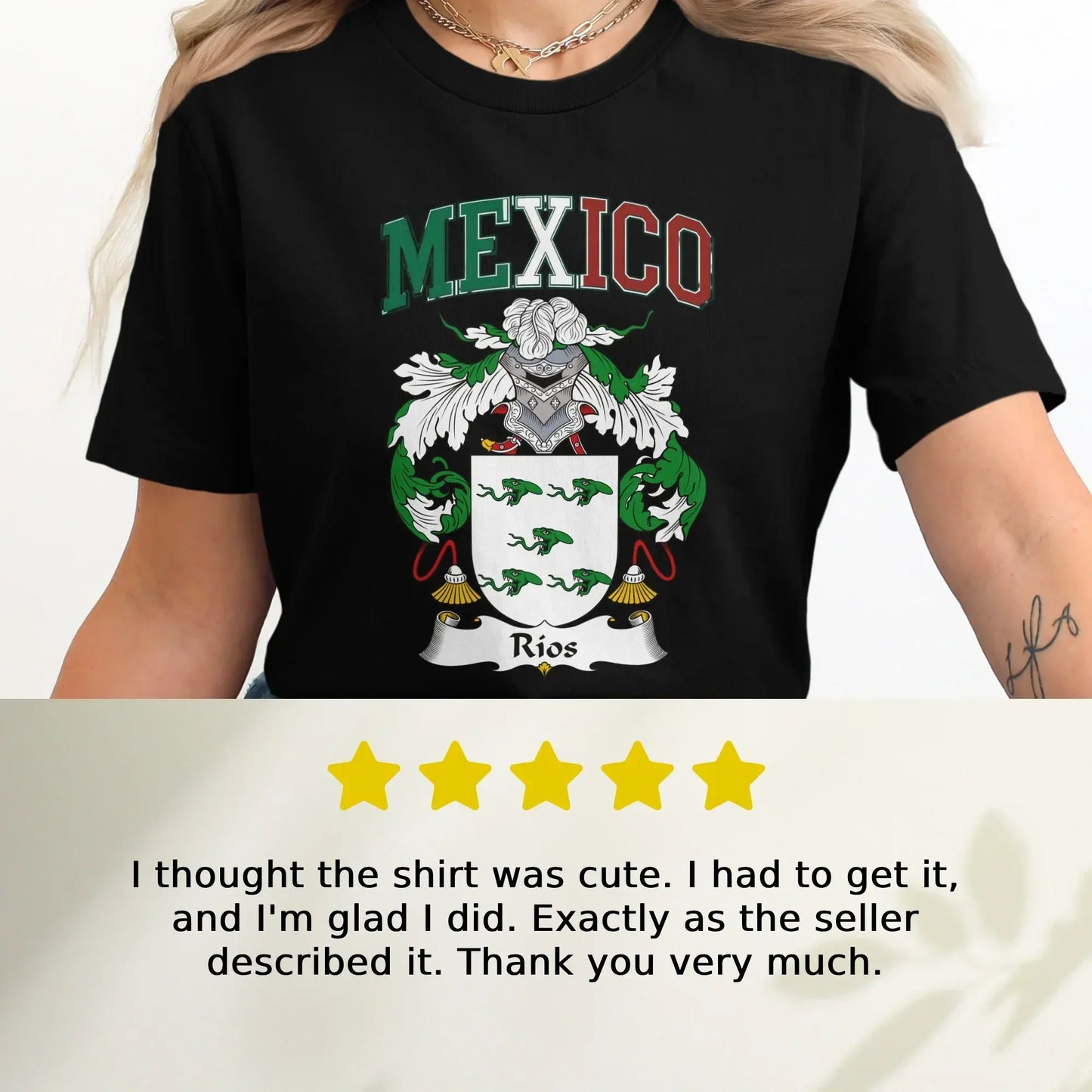 Mexico Coat of Arms Rios Crest Black T-shirt product