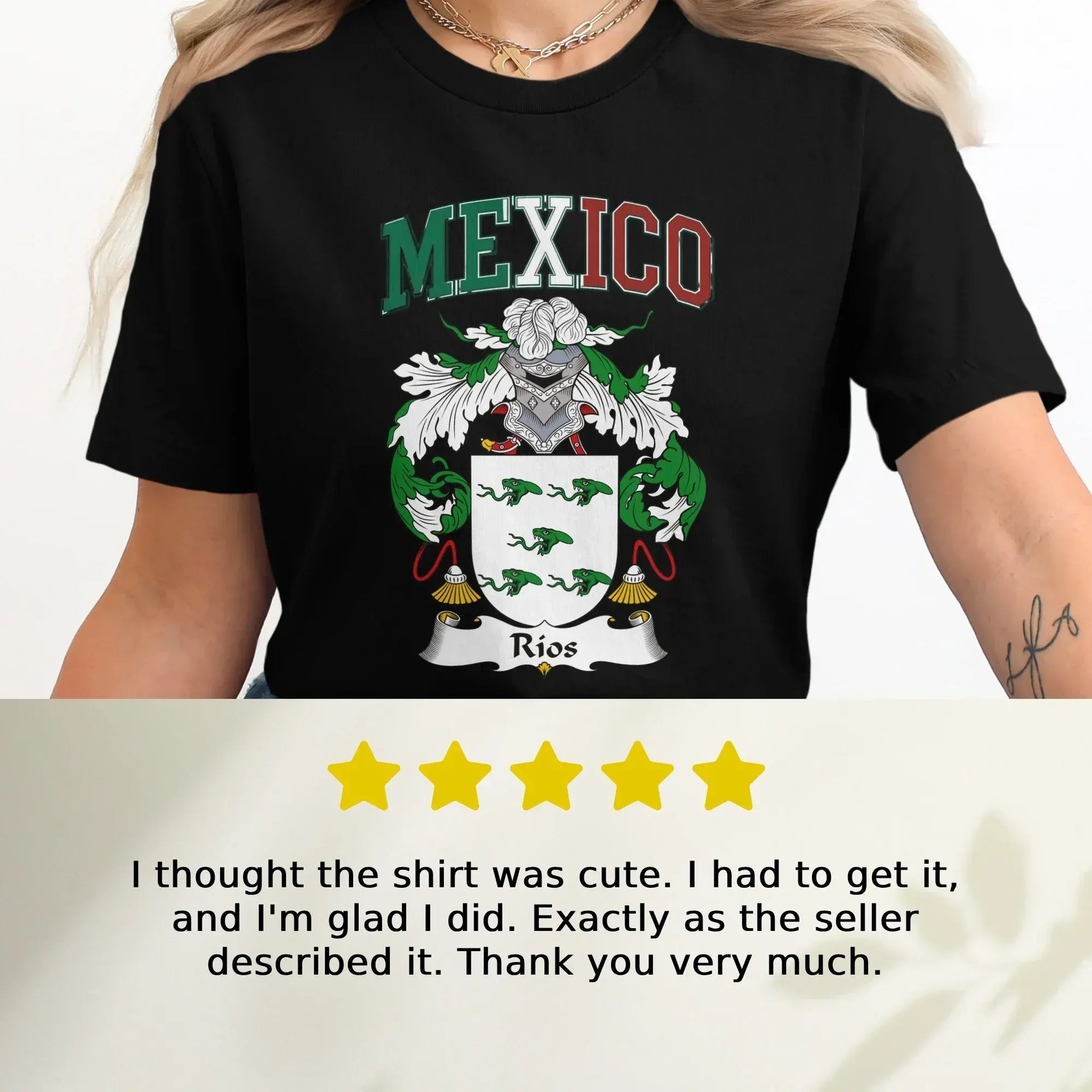 Mexico Coat of Arms Rios Crest Black T-shirt product