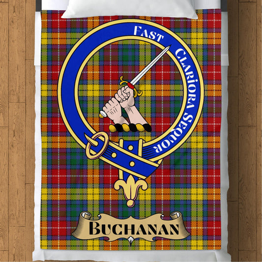 Scottish Clan Buchanan Crest Tartan Throw Blanket - Living Stone Gifts