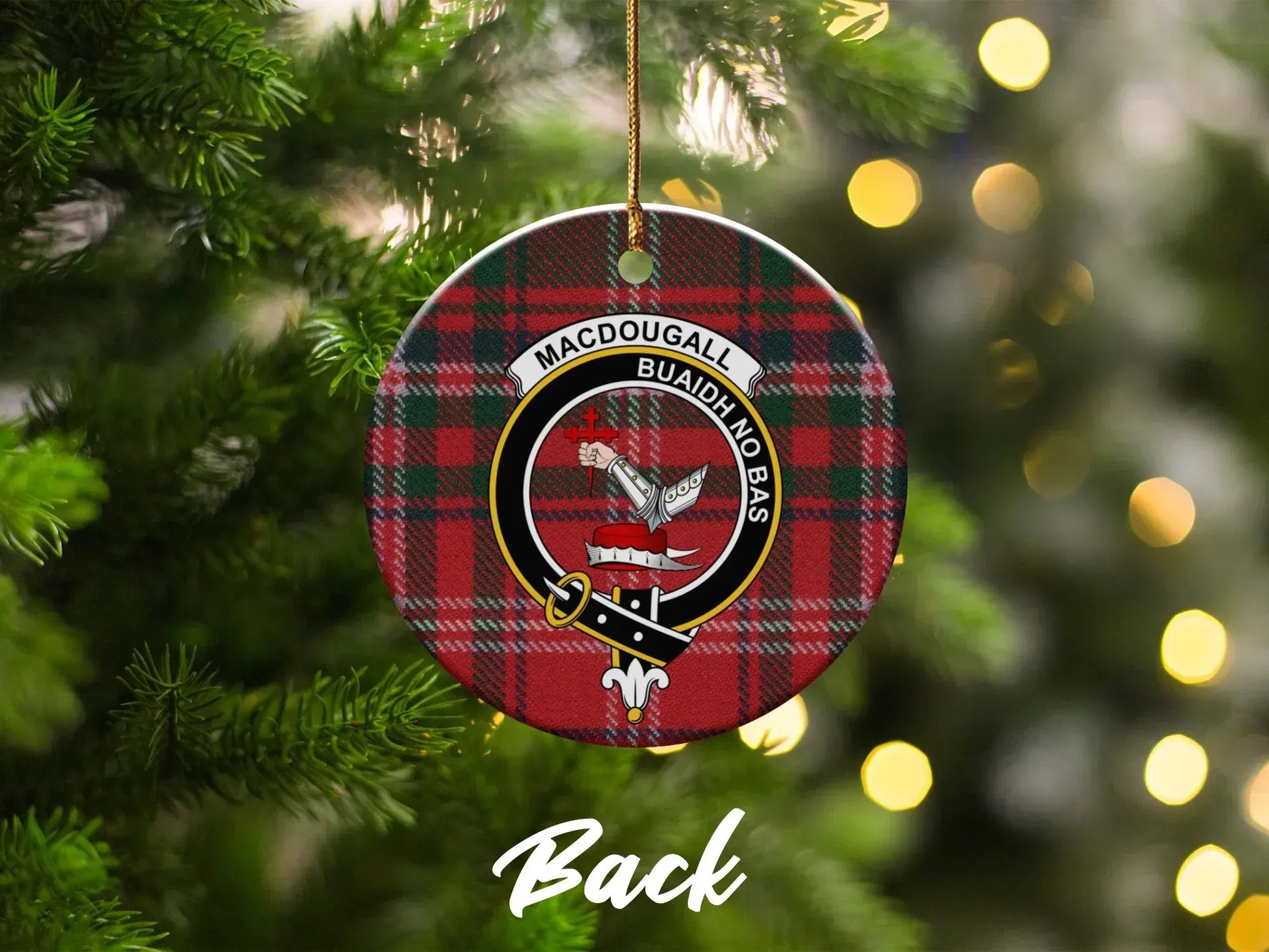 MacDougall Tartan Clan Crest Back Ornament product