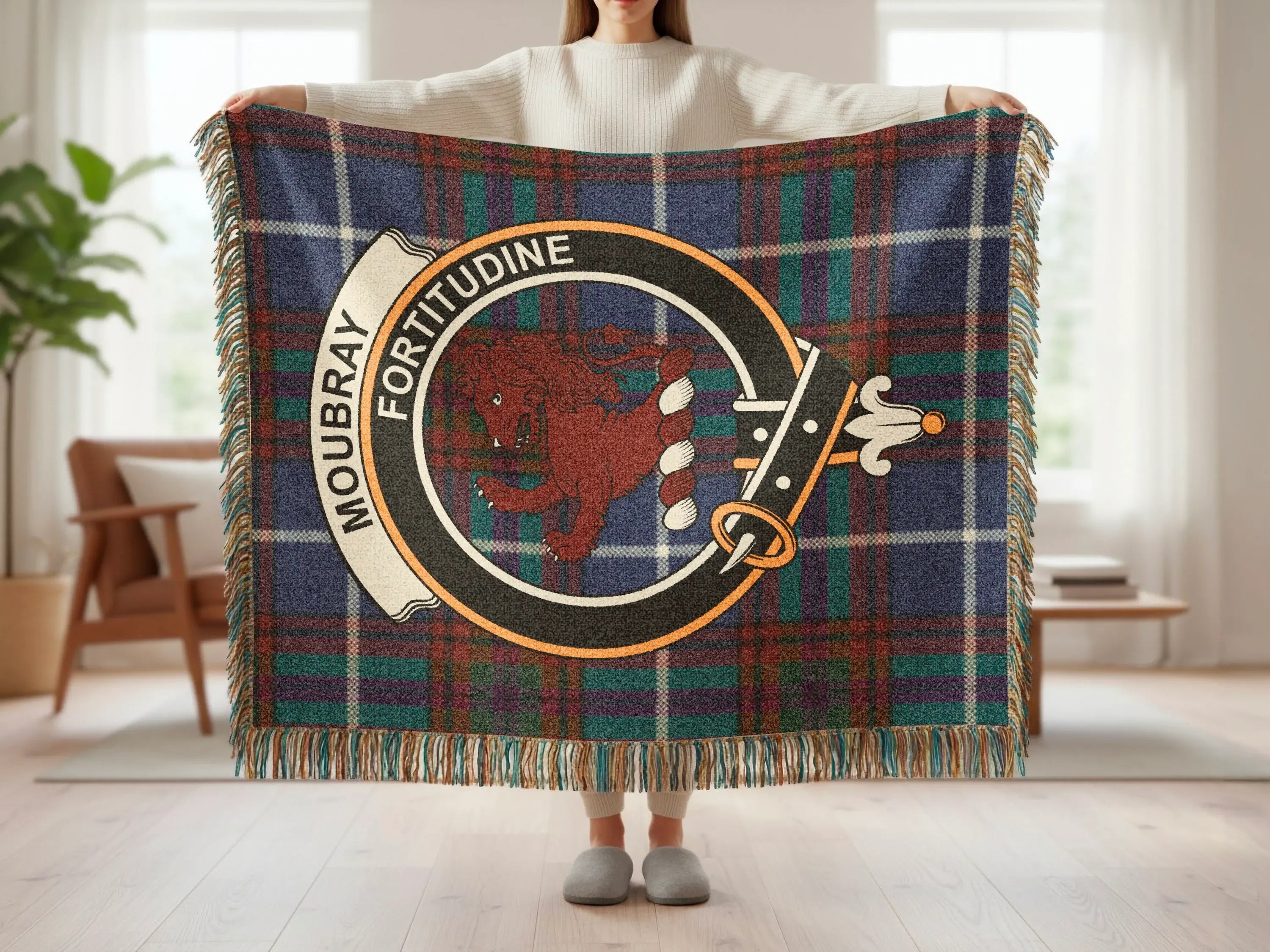 Moubrray Fortitudine Plaid Blanket with Fringed Edges