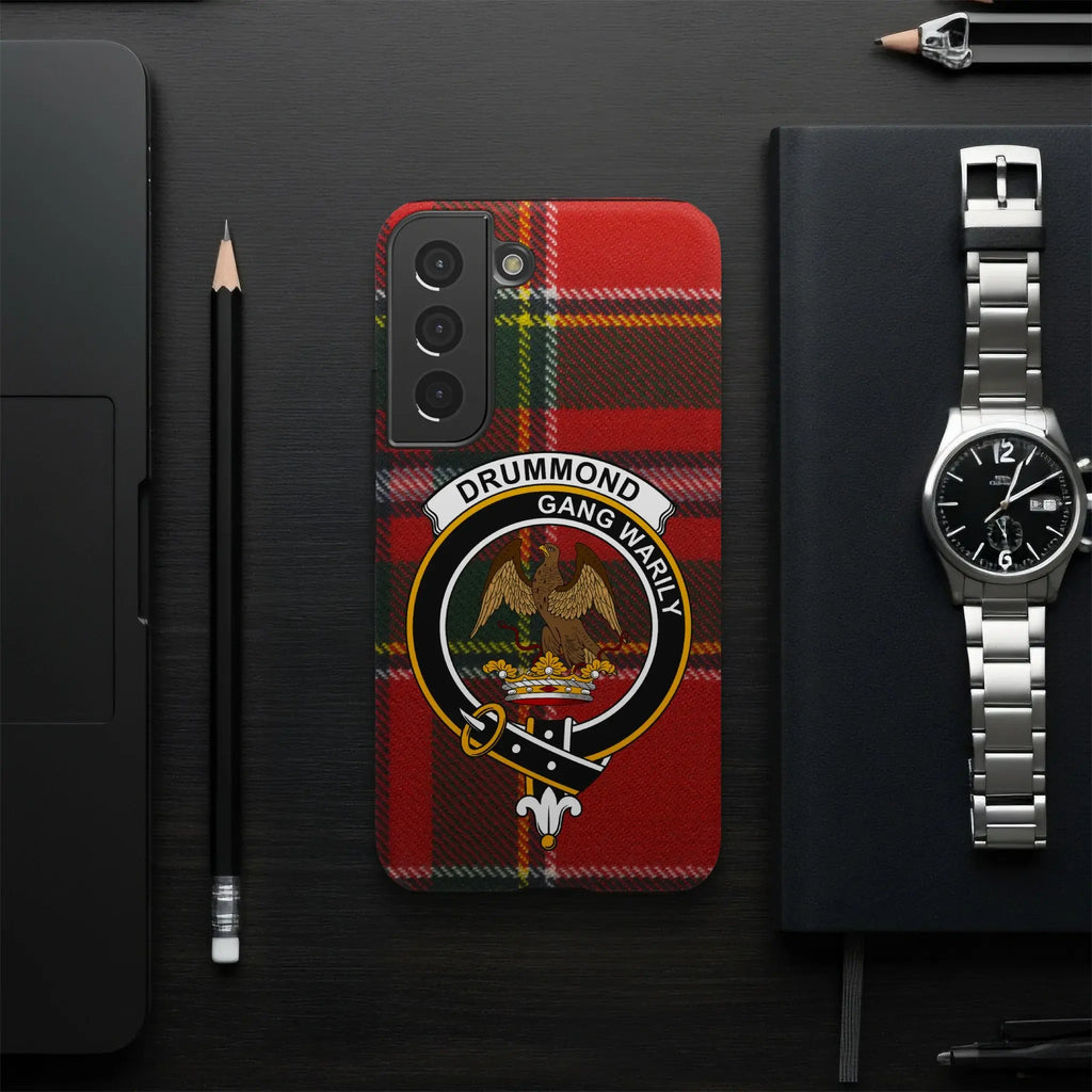 Drummond Gang Warily tartan design phone case — glossy impact-resistant shell with precise cutouts