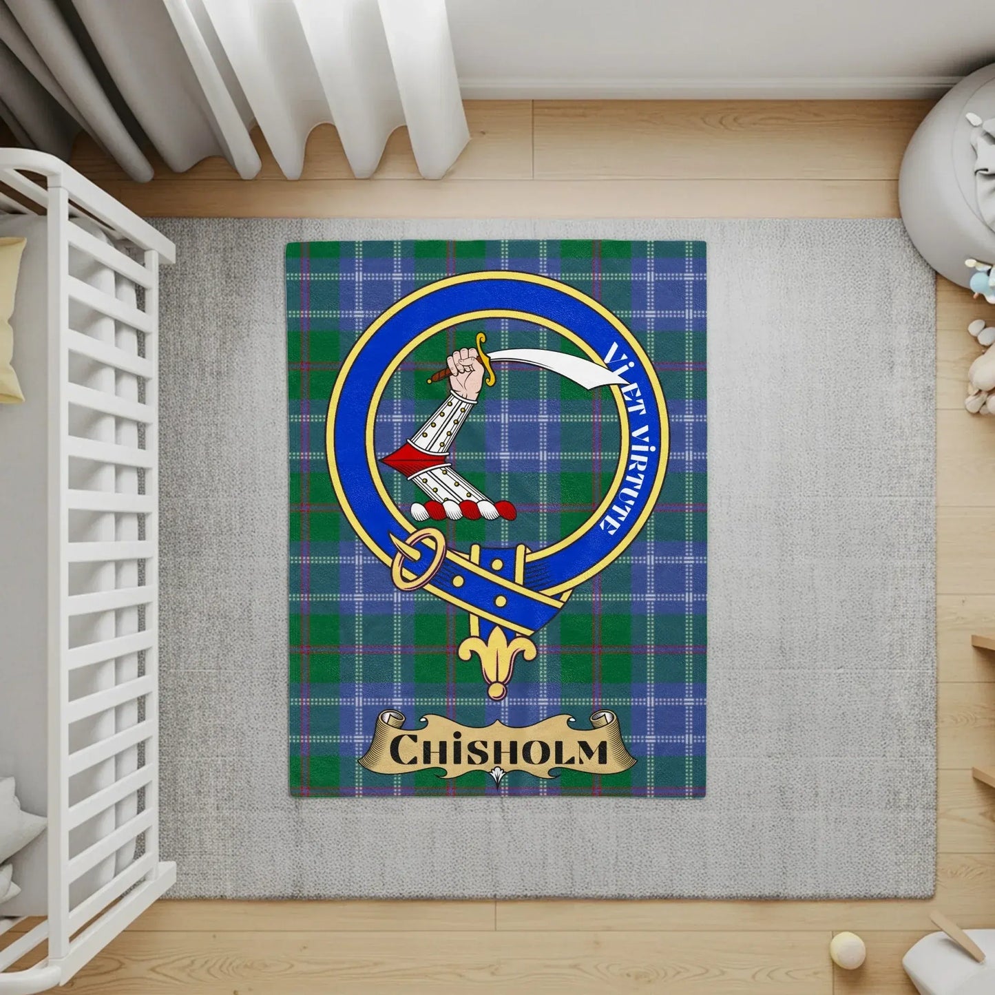 Chisholm Crest Tartan Design Theme Rug product
