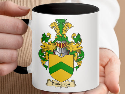 Pinkerton Scottish Family Crest Coat of Arms Mug - Living Stone Gifts