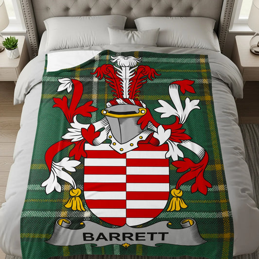 Barrett Family Crest Tartan Plaid Blanket Product