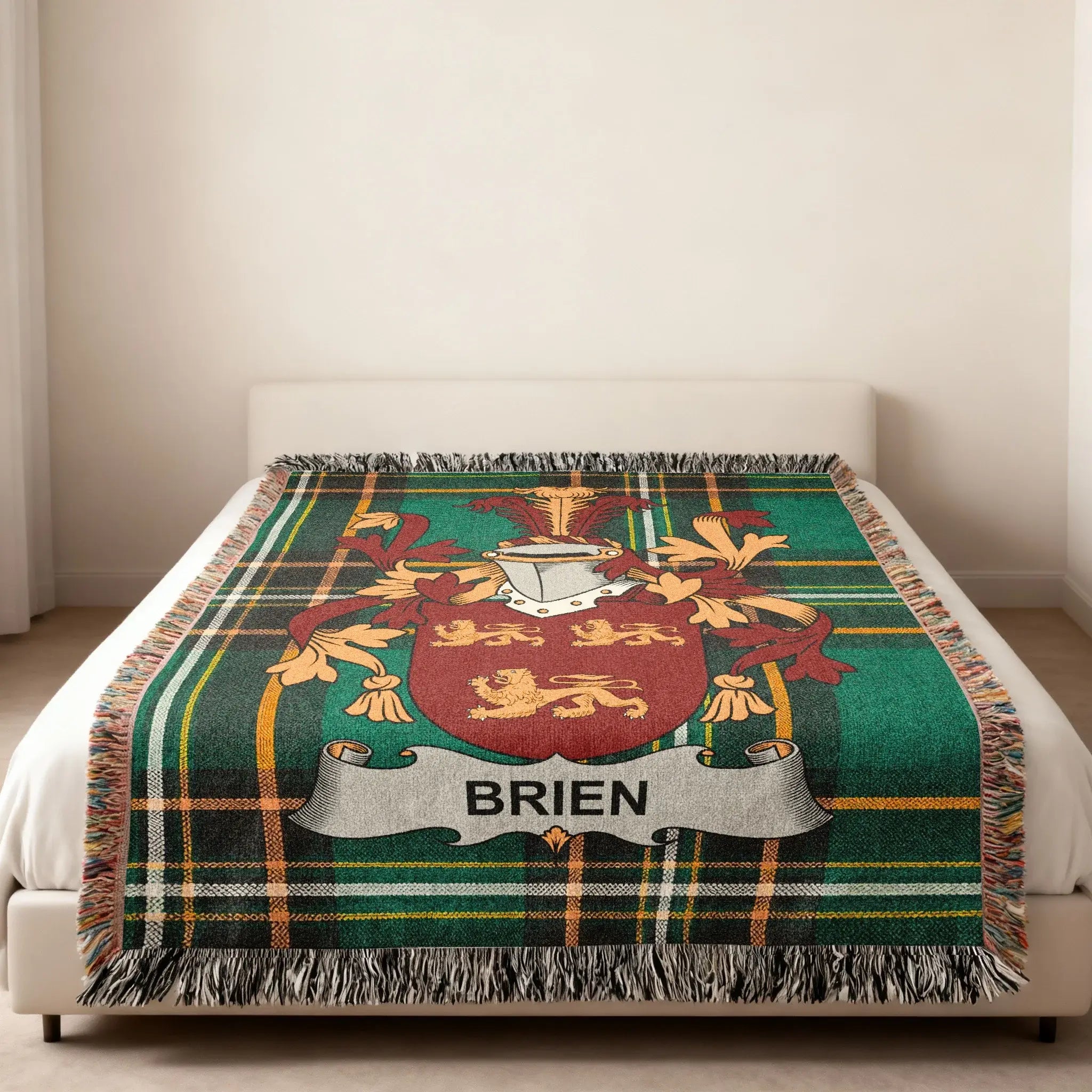 Brien Family Crest Green Plaid Blanket product type