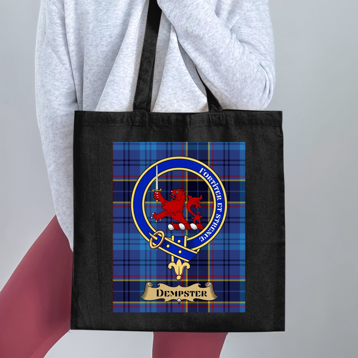 Dempster traditional scottish tartan crest Tote Bag - Living Stone Gifts