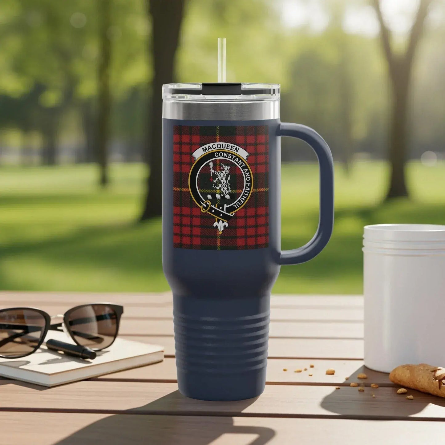 Stylish Large Tartan Design Travel Mug Product