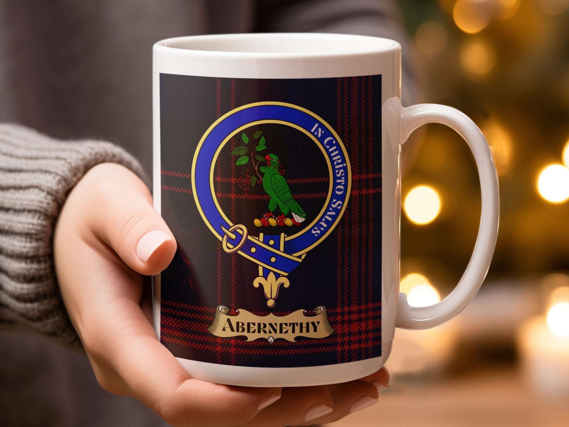 Abernethy Clan Crest Mug with Vibrant Scottish Tartan Design Mug - Living Stone Gifts