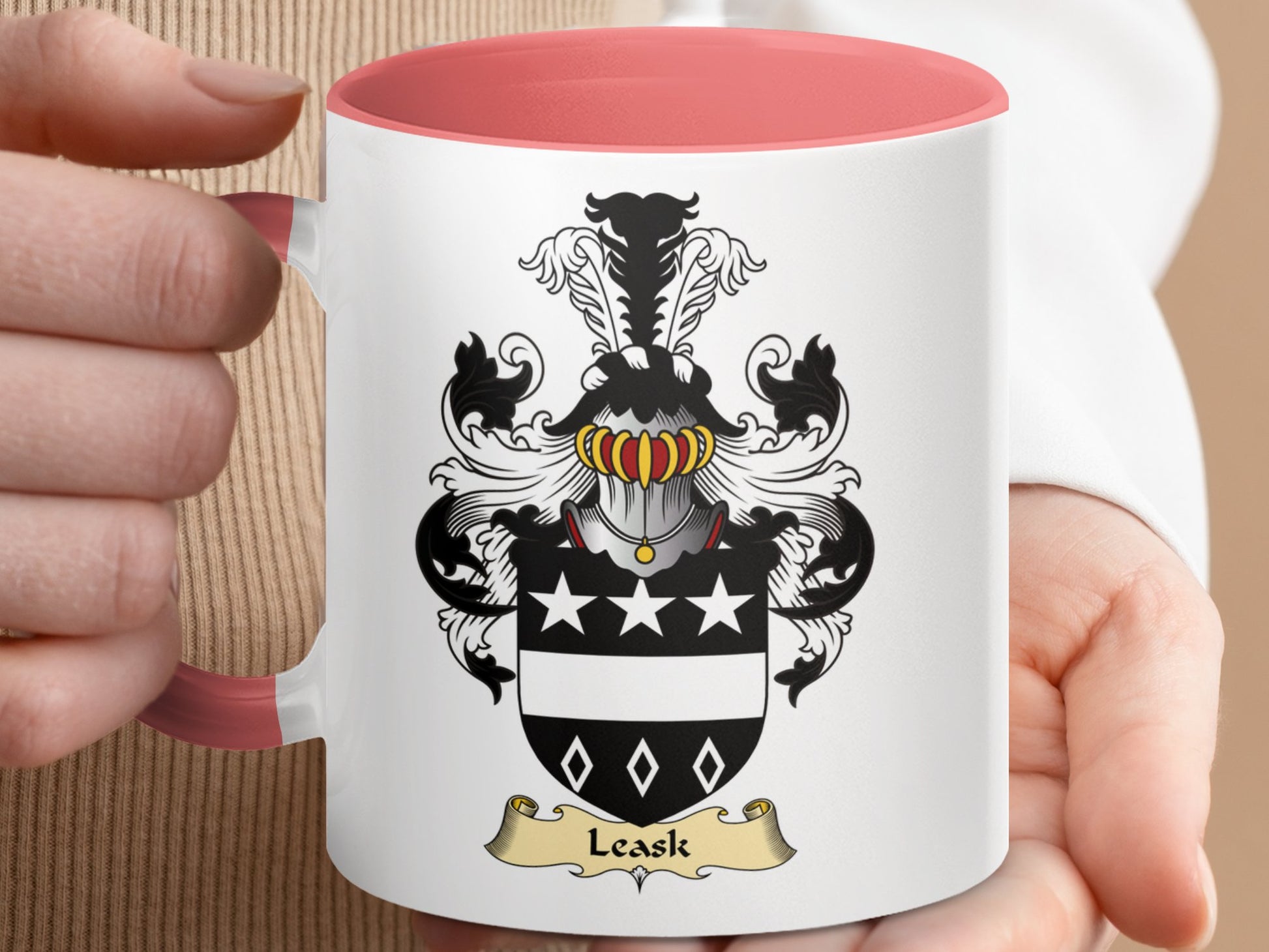 Clan Leask Scottish Coat of Arms Accent Mug - Living Stone Gifts