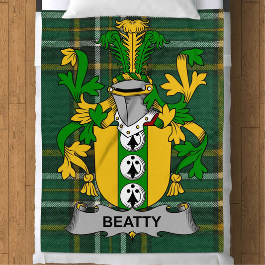 Beatty Surname Irish Tartan Throw Blanket - Living Stone Gifts