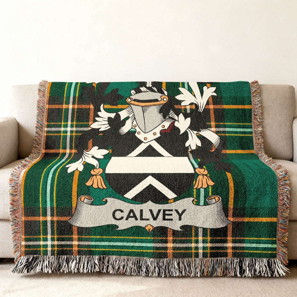 CALVEY Family Crest Green Black Plaid Throw product type