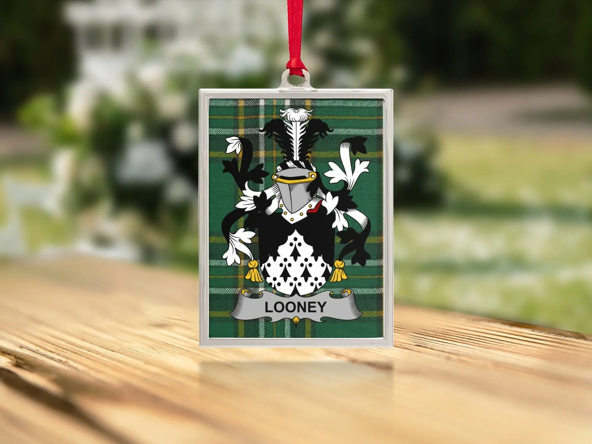 Looney Family Crest Hanging Square Ornament product