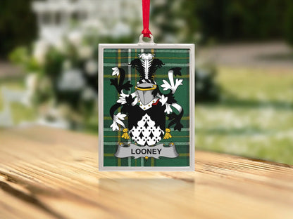 Looney Family Crest Hanging Square Ornament product