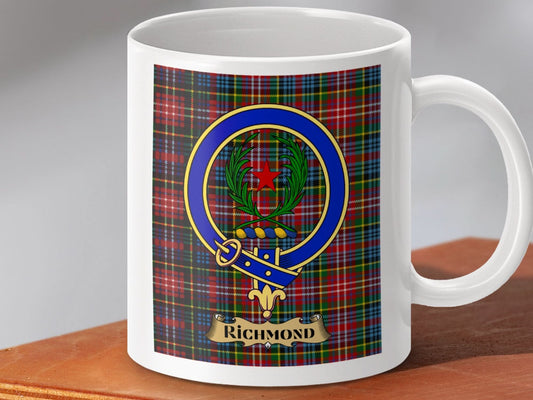 Richmond Tartan Crest Design on White Mug product