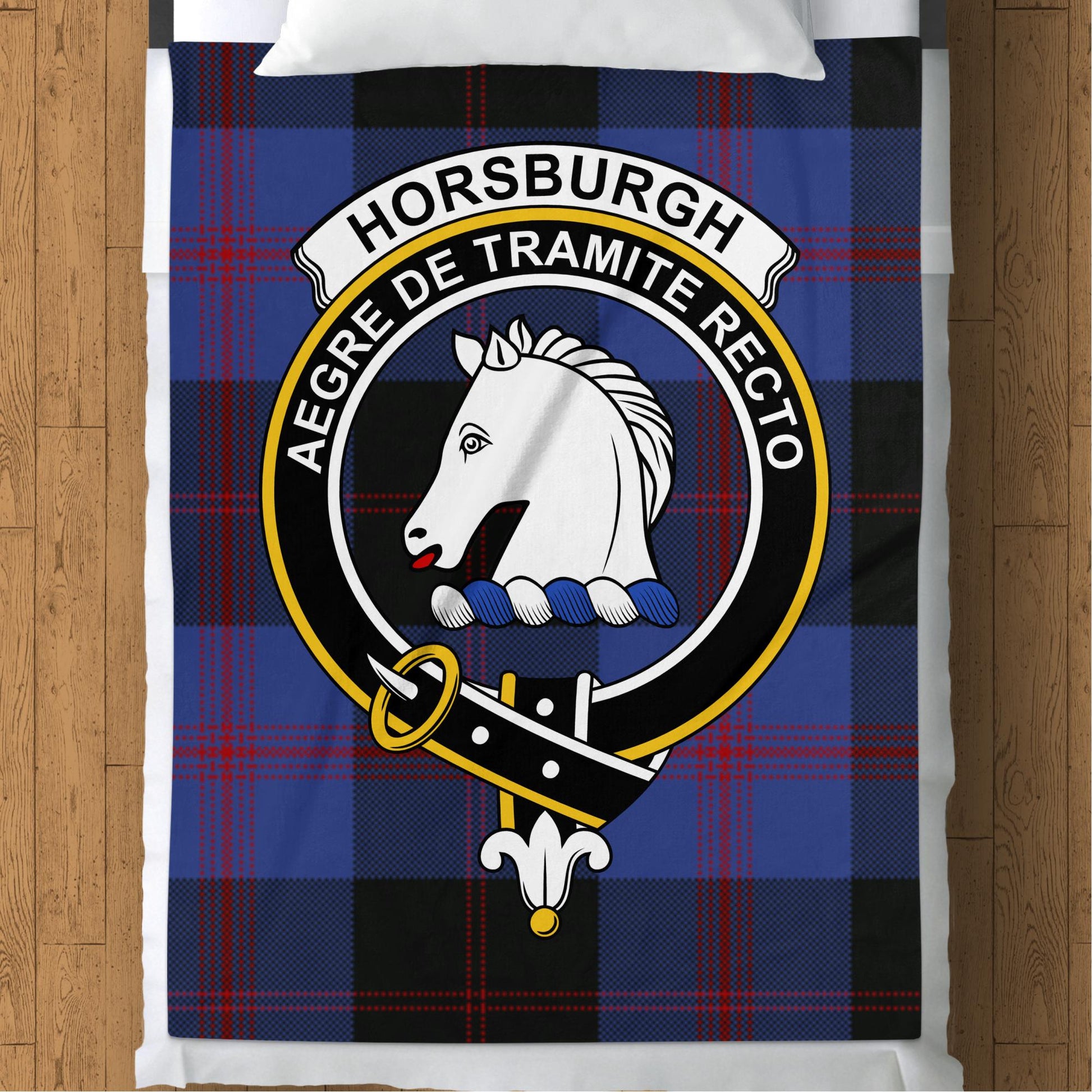 Scottish Clan Horsburgh Crest Tartan Blanket - Living Stone Gifts