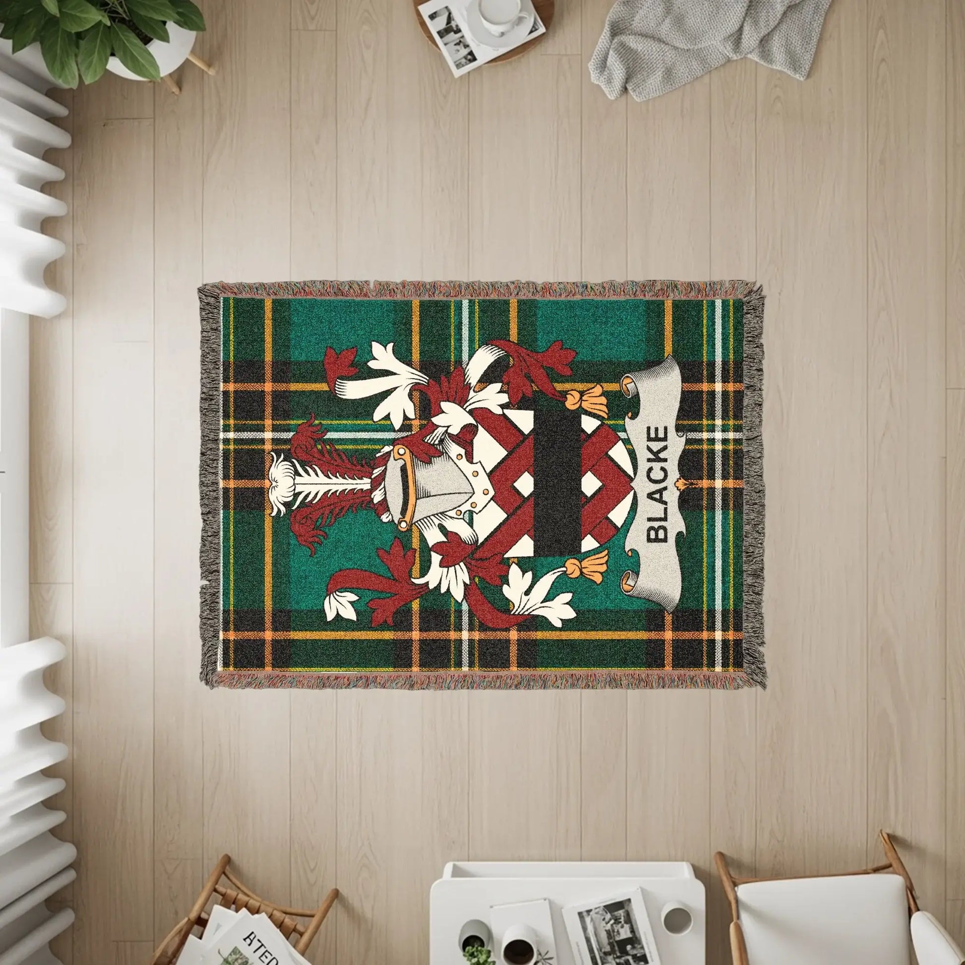 Blacke Crest Tartan Plaid Green Blanket product type