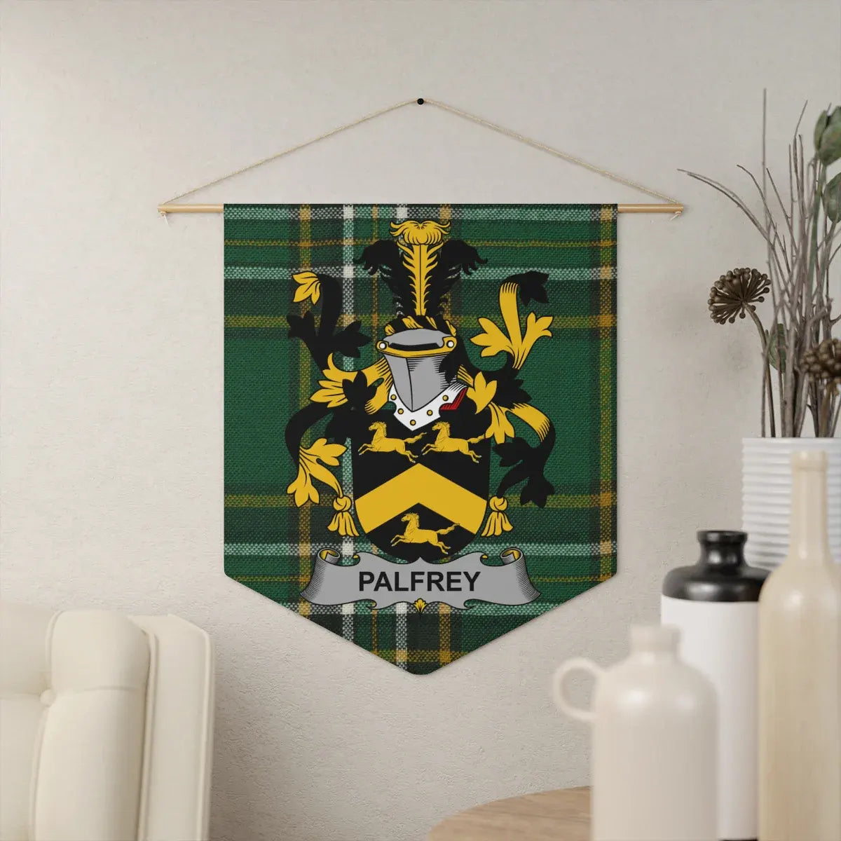 Palfrey Family Crest Plaid Heraldic Tapestry product