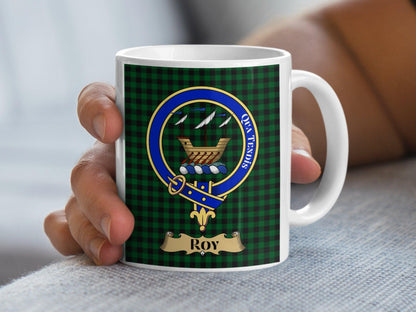 Roy Scottish Clan Crest Tartan Decorative Ceramic Mug - Living Stone Gifts