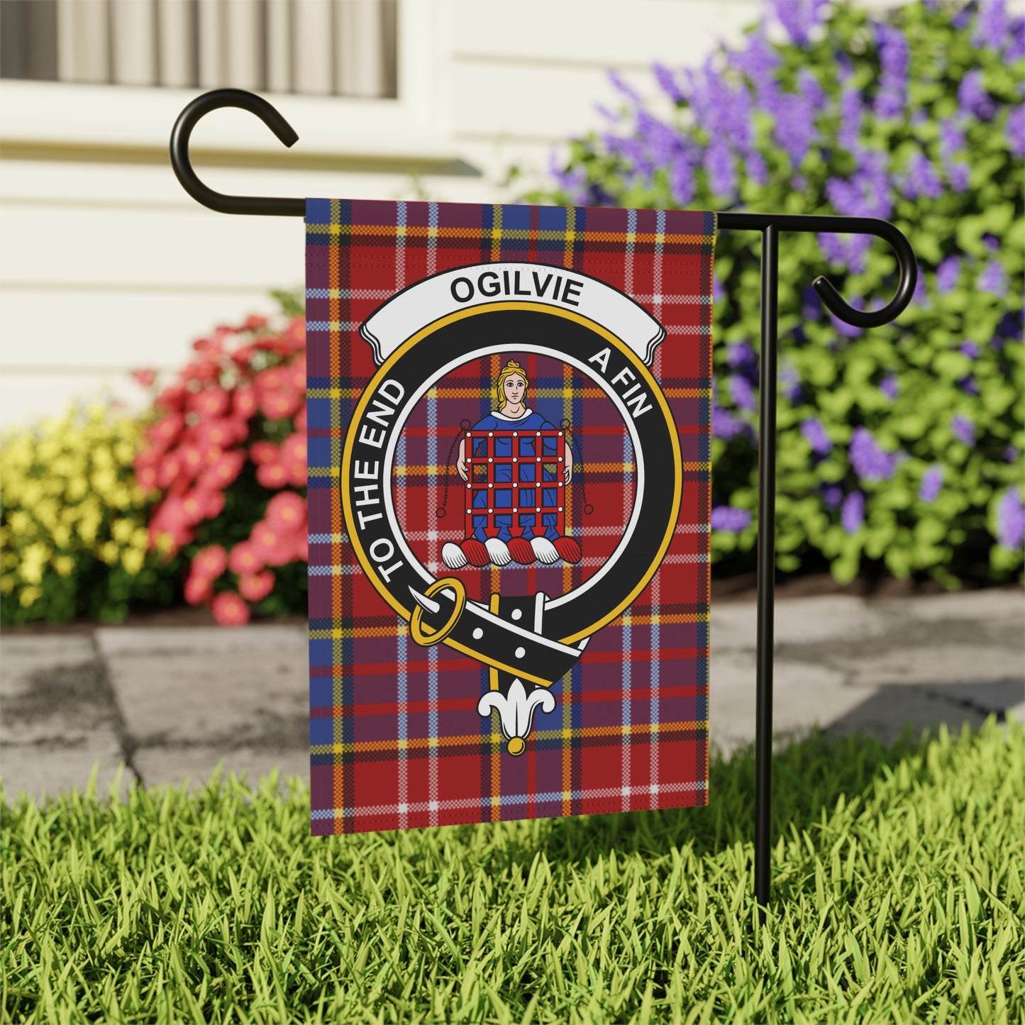 Ogilvie Clan Scottish Tartan Crest Garden Flag