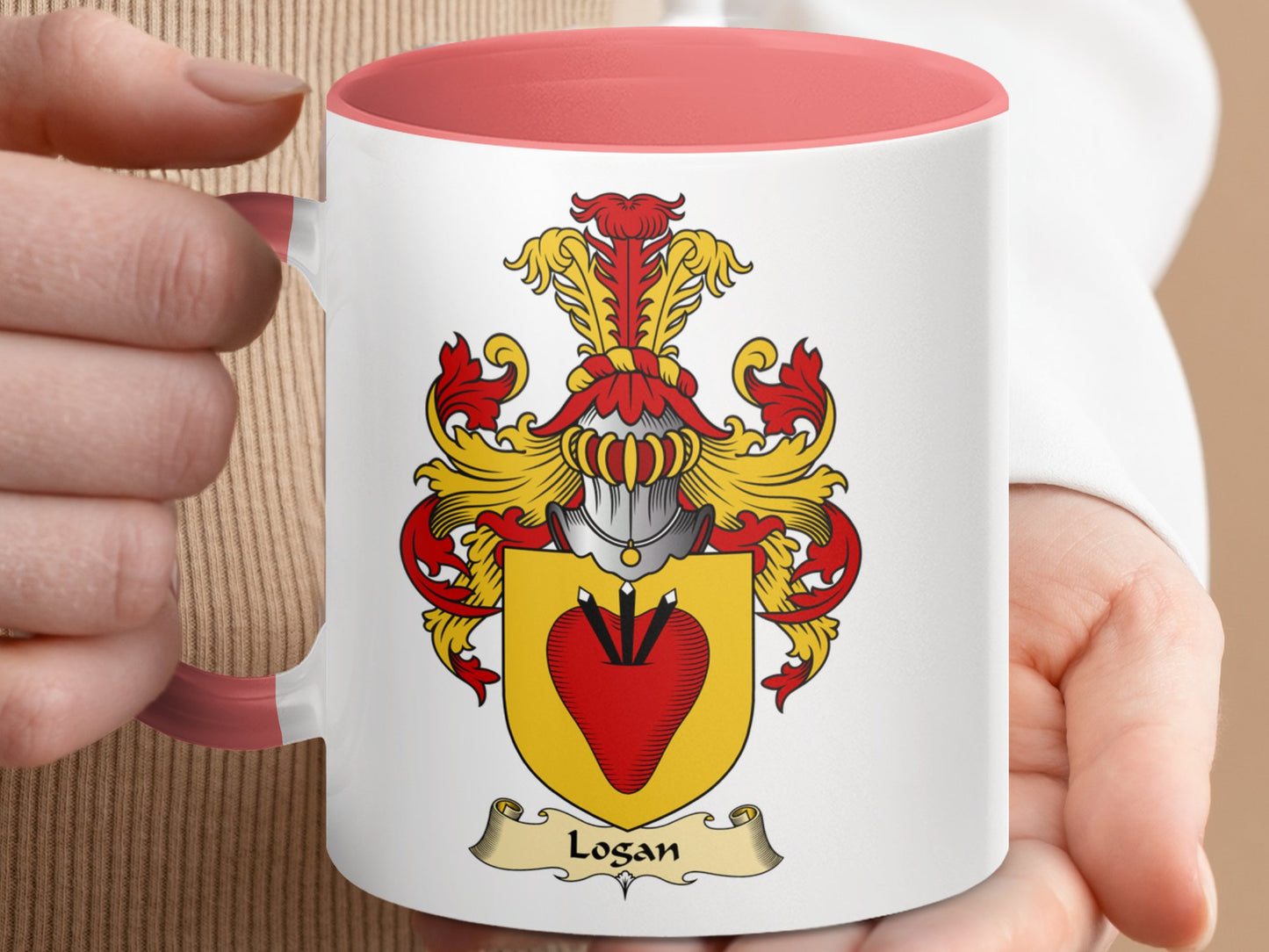 Logan Family Crest Coat of Arms Accent Coffee Mug - Living Stone Gifts