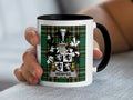 Clan Wemyss je pense heritage mug — 11oz white ceramic with swan crest on green tartan