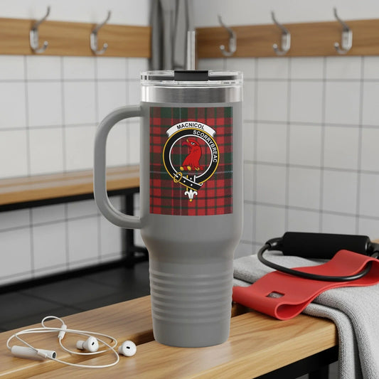 Large Gray Tartan Pattern Travel Mug Drinkware Product
