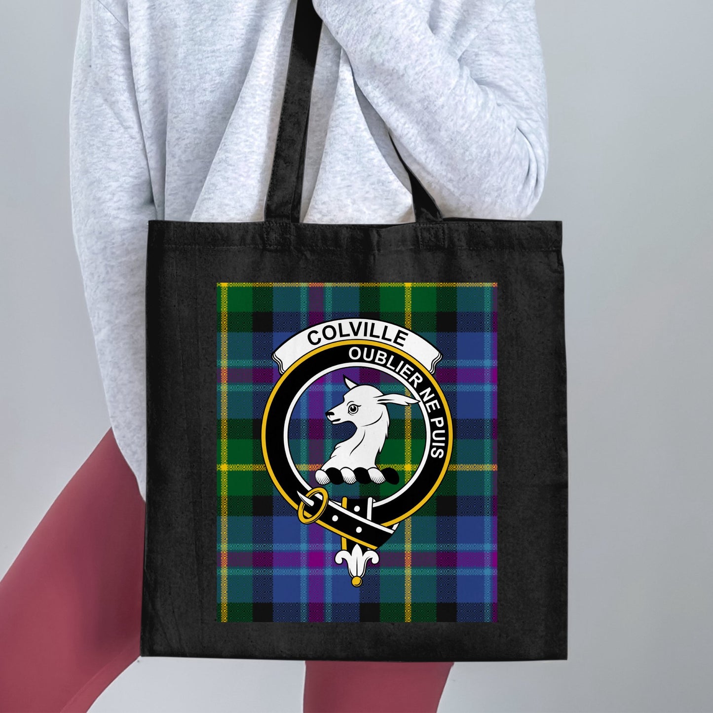 Colville Clan Scottish Tartan Crest Tote Bag - Living Stone Gifts