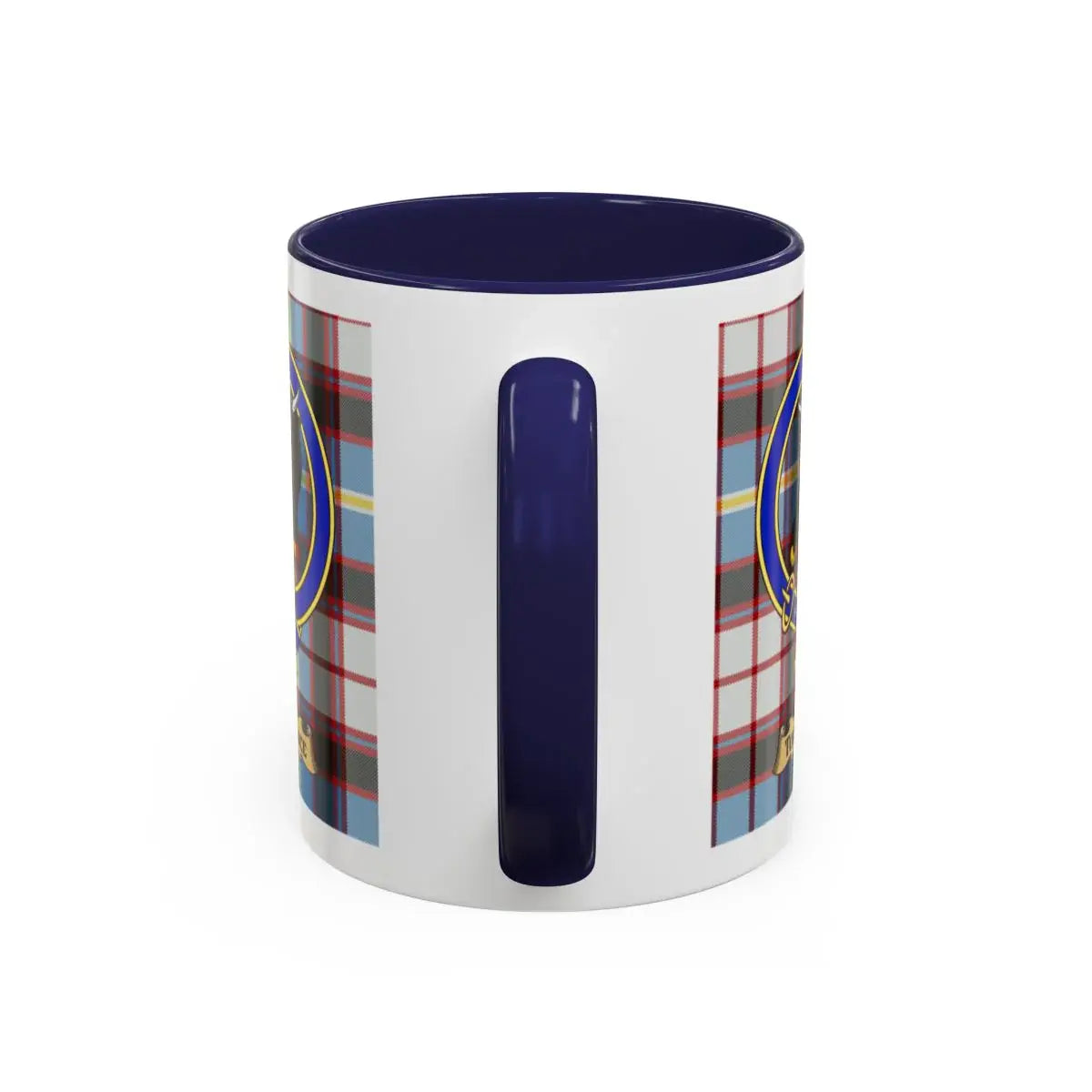 Torrance clan crest mug shown in 11 oz and 15 oz sizes