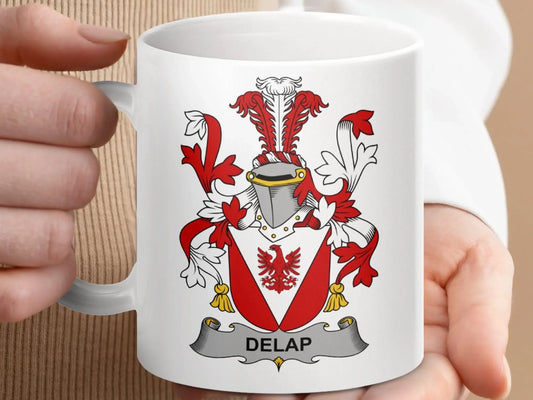 Delap Surname Irish Family Crest Mug - Celtic Ancestry Gifts