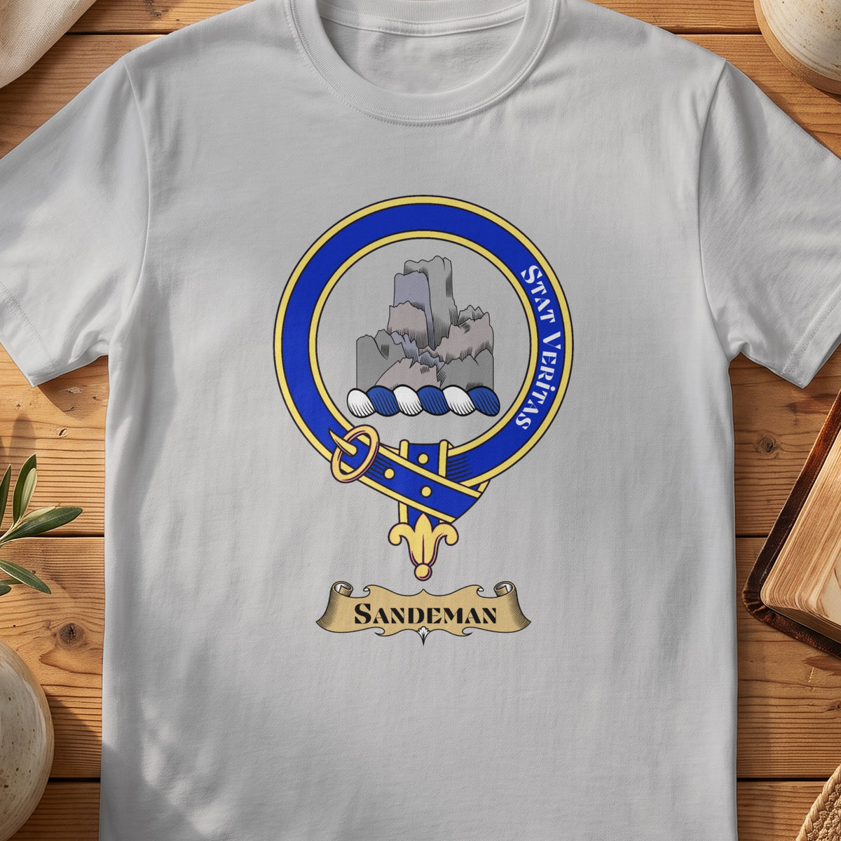 Sandeman Scottish clan crest T-shirt in Sport Grey
