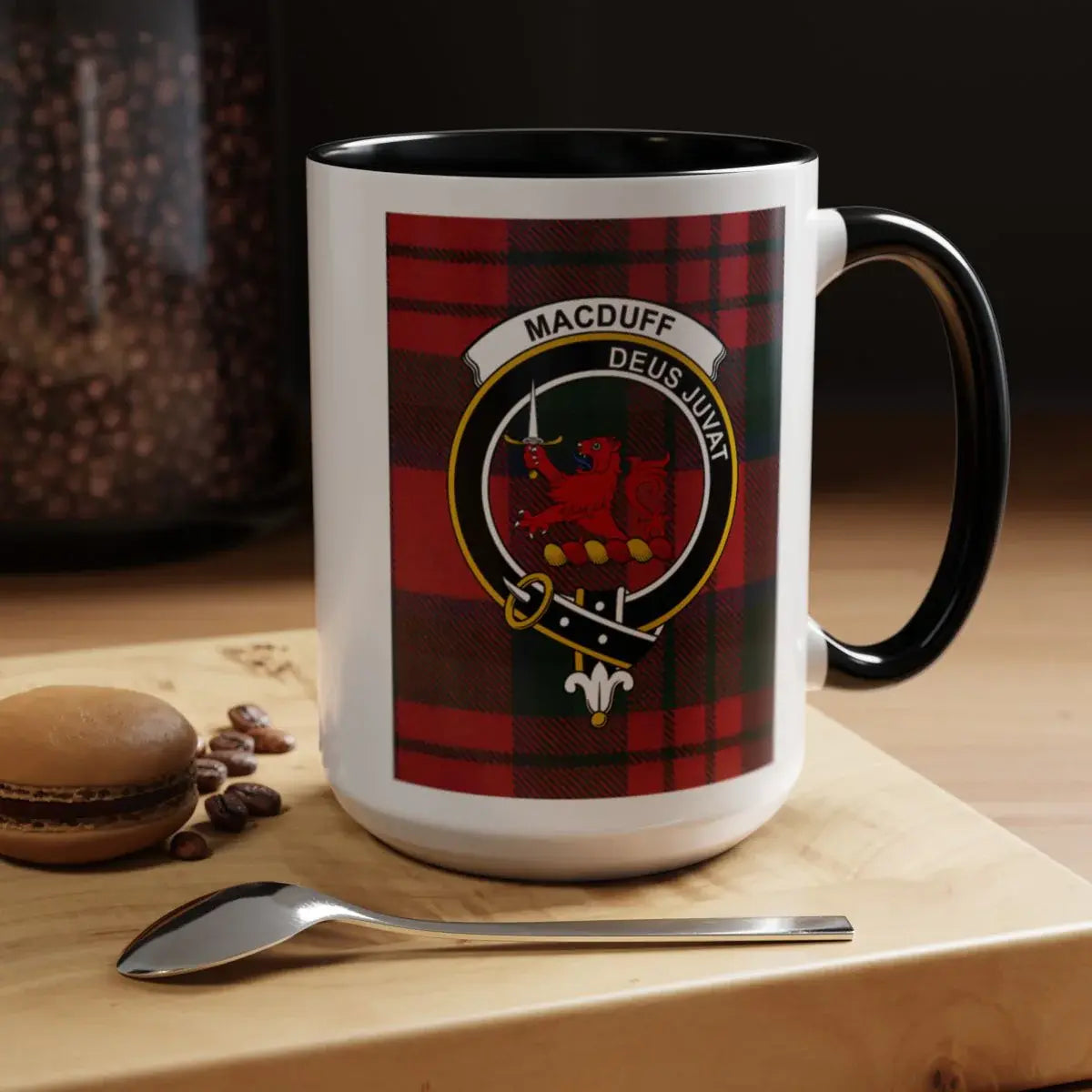 Macduff Deus Juvat Clan Crest Plaid Coffee Mug