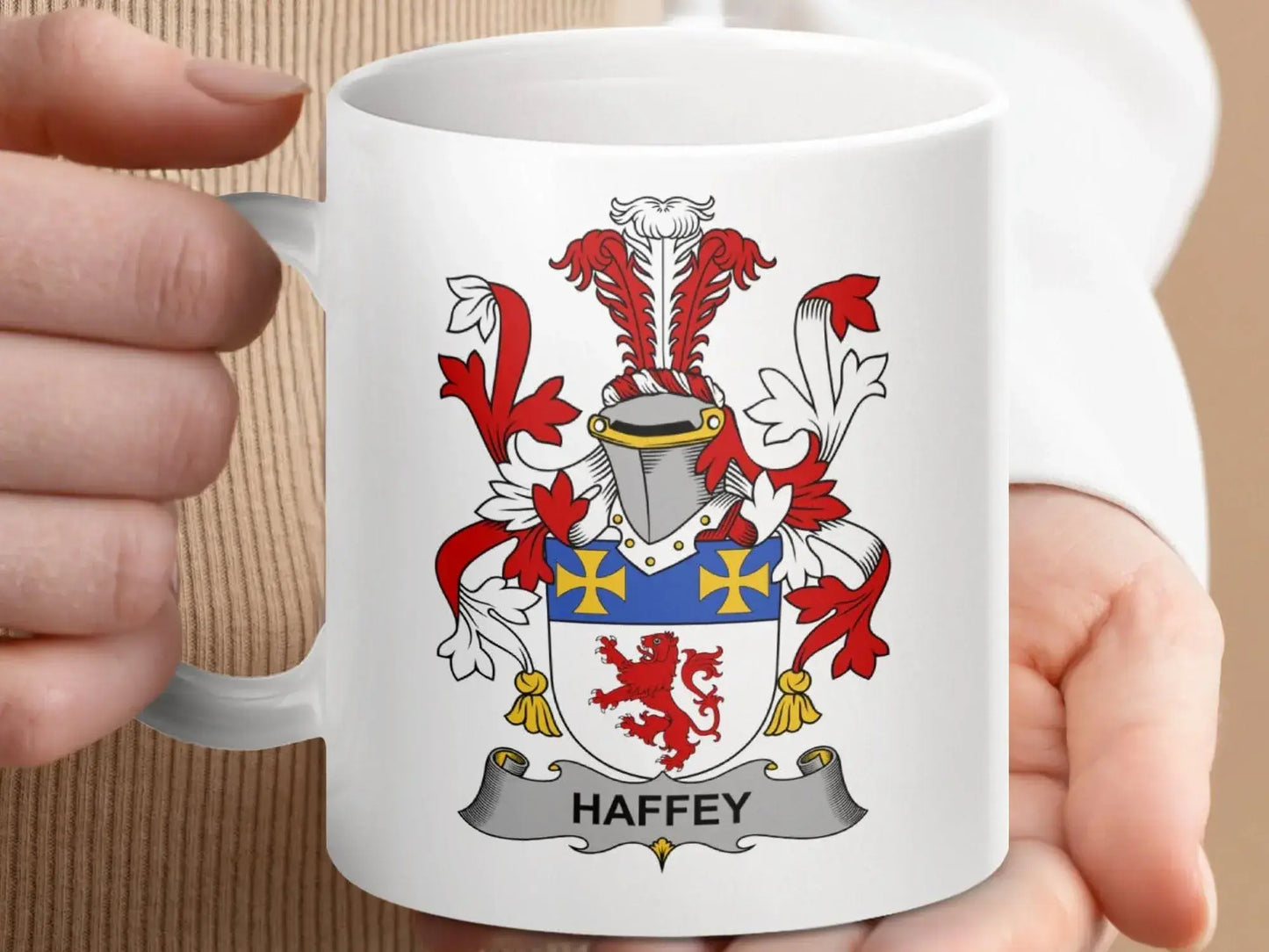 Haffey Irish Family Crest Unique Design Novelty Gift Mug - Celtic Ancestry Gifts