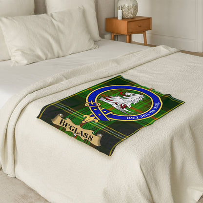 Scottish Clan Buglass Crest Tartan Throw Blanket - Living Stone Gifts