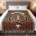 MacAlister Fortiter coat of arms plaid woven blanket — 100% cotton with clan crest design