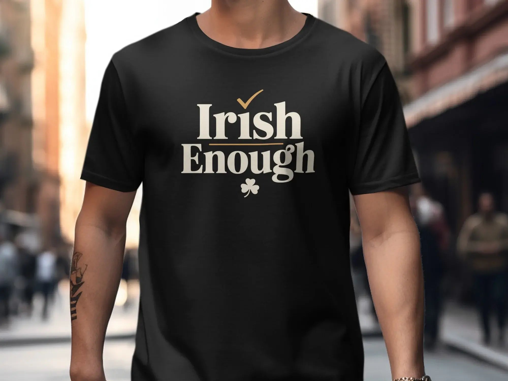 Irish Enough Black T-shirt for Patriotic Style Fashion