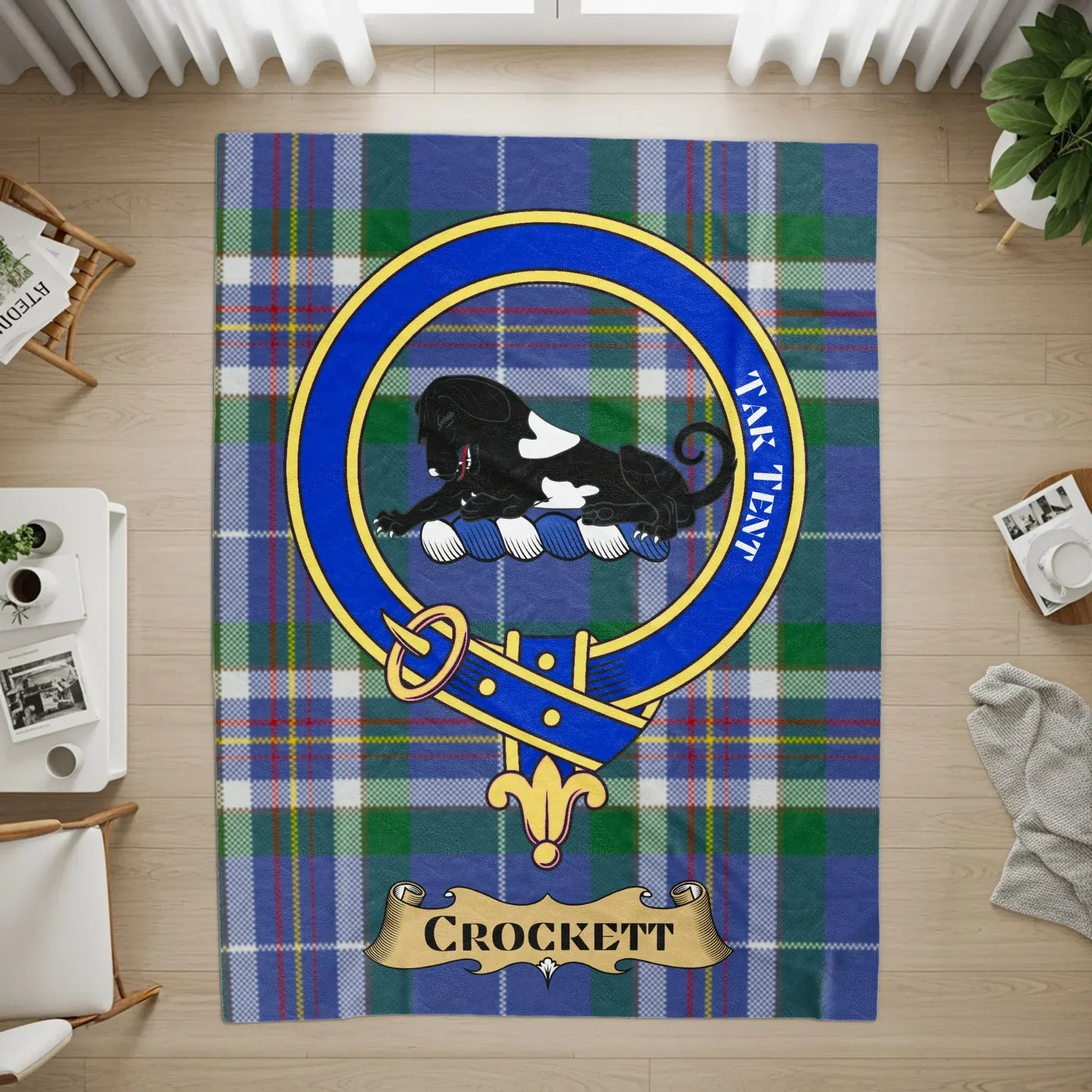 Crockett Clan Crest Tartan Plaid Rug Product