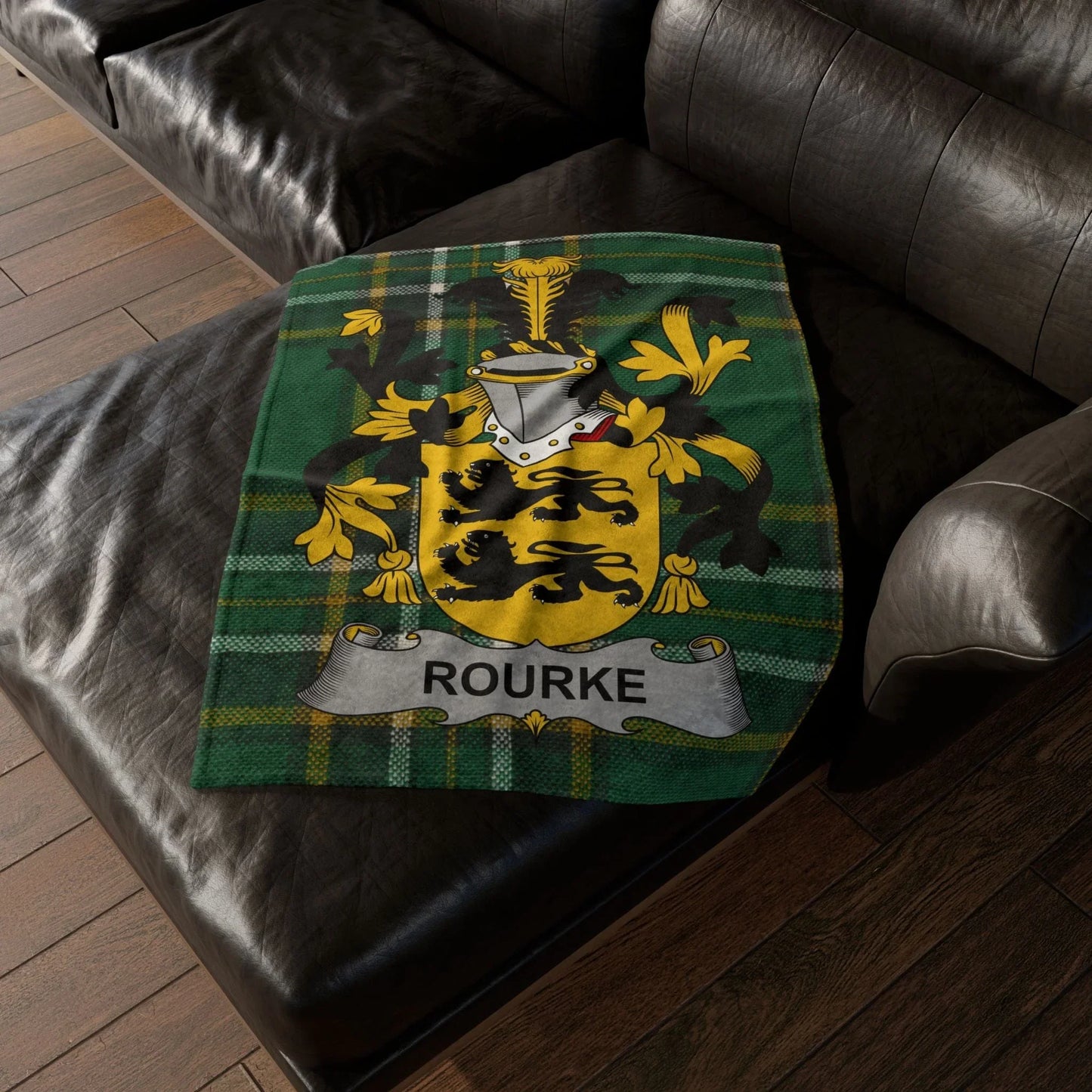 Rourke Surname Irish Coat Of Arms Tartan Blanket