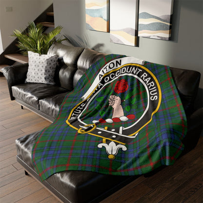 Aiton Clan Crest Tartan Scottish Throw Blanket