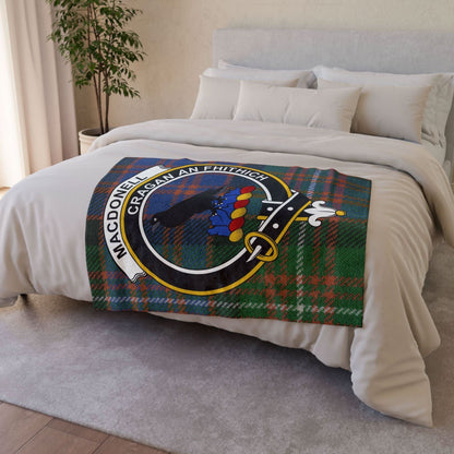 MacDonell Clan Tartan Blanket – Scottish Crest Throw, Soft & Cozy - Celtic Ancestry Gifts
