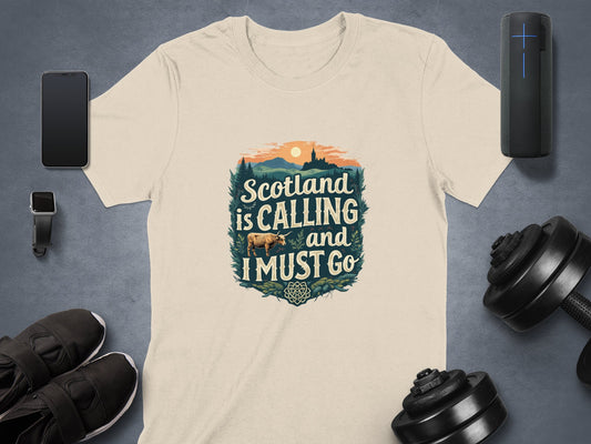 Scotland is Calling and I Must Go Quote Graphic T-Shirt - Living Stone Gifts