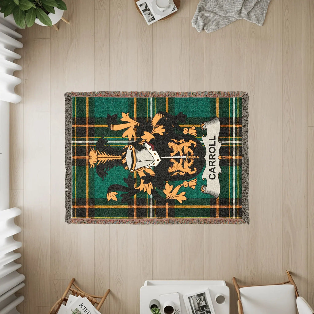 Carroll Family Tartan Heraldic Crest Throw product type