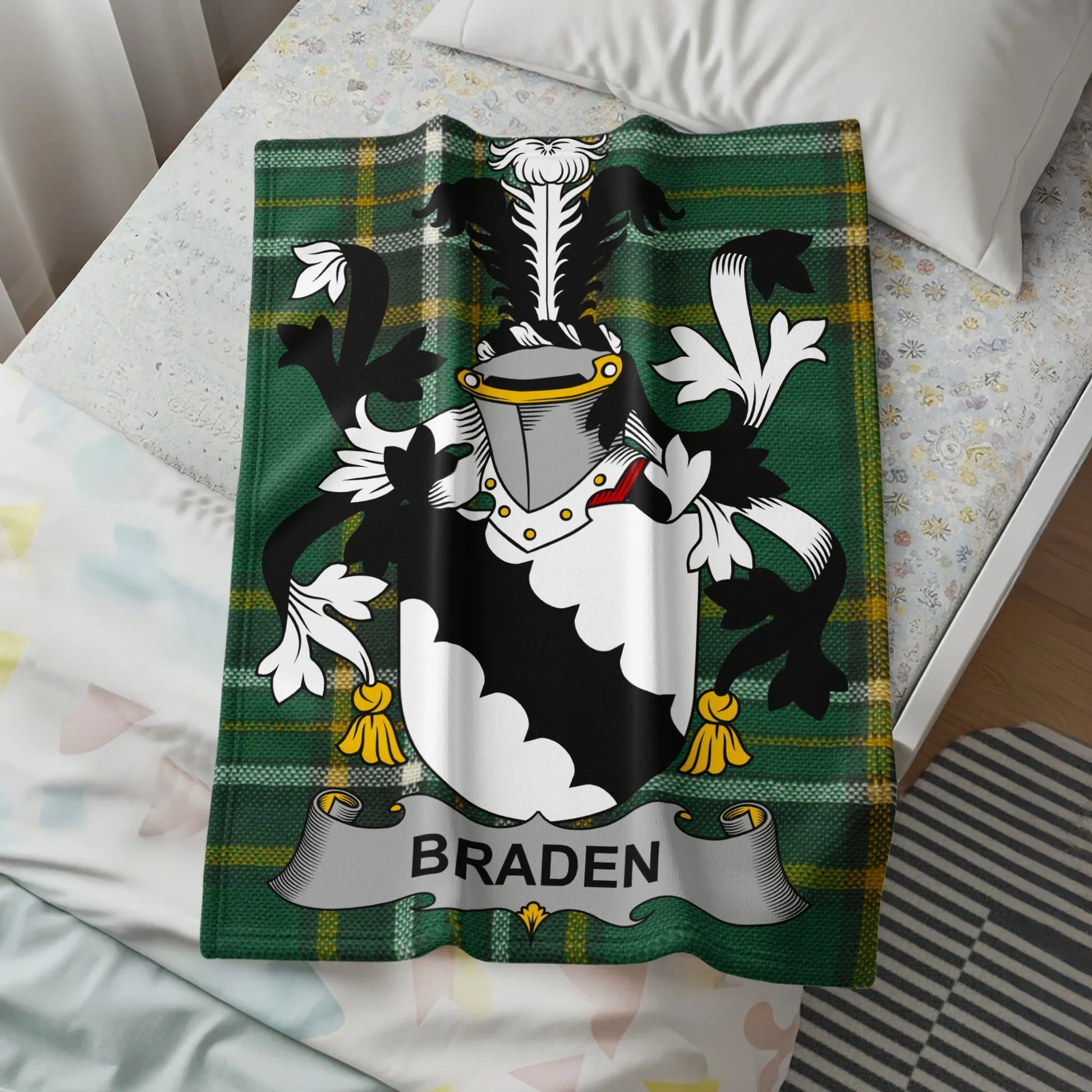 Personalized Braden Family Crest Tartan Blanket product