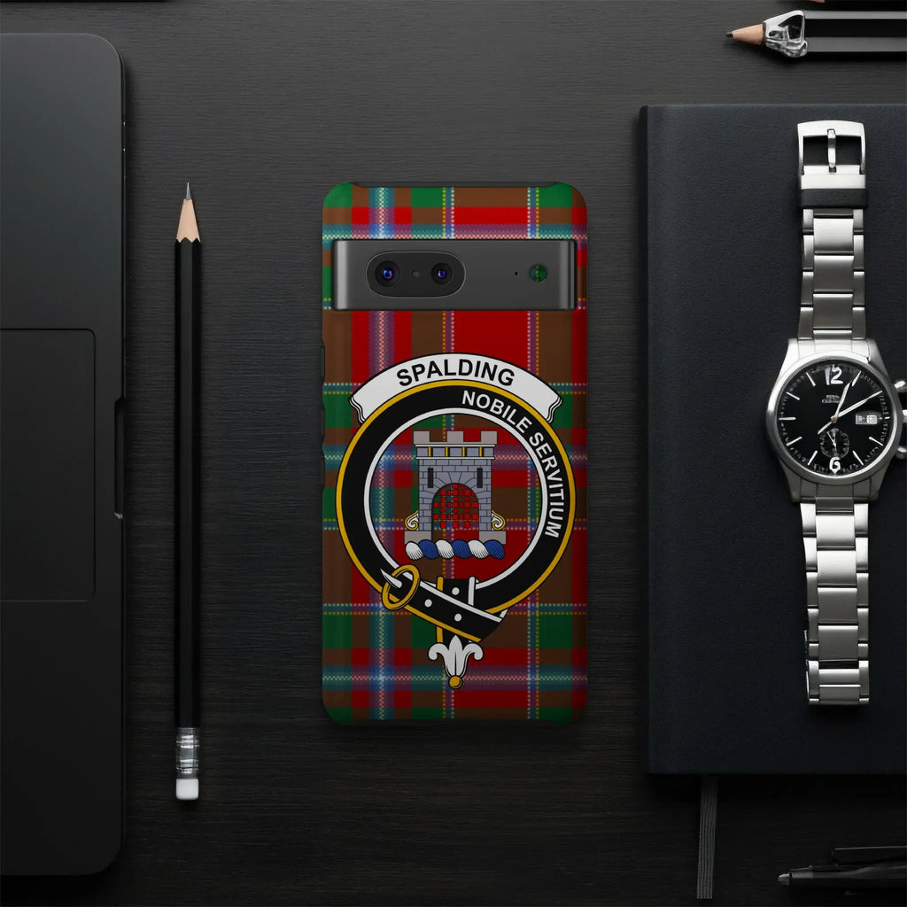 Clan Spalding nobile servitium tartan clan crest phone case — glossy surface