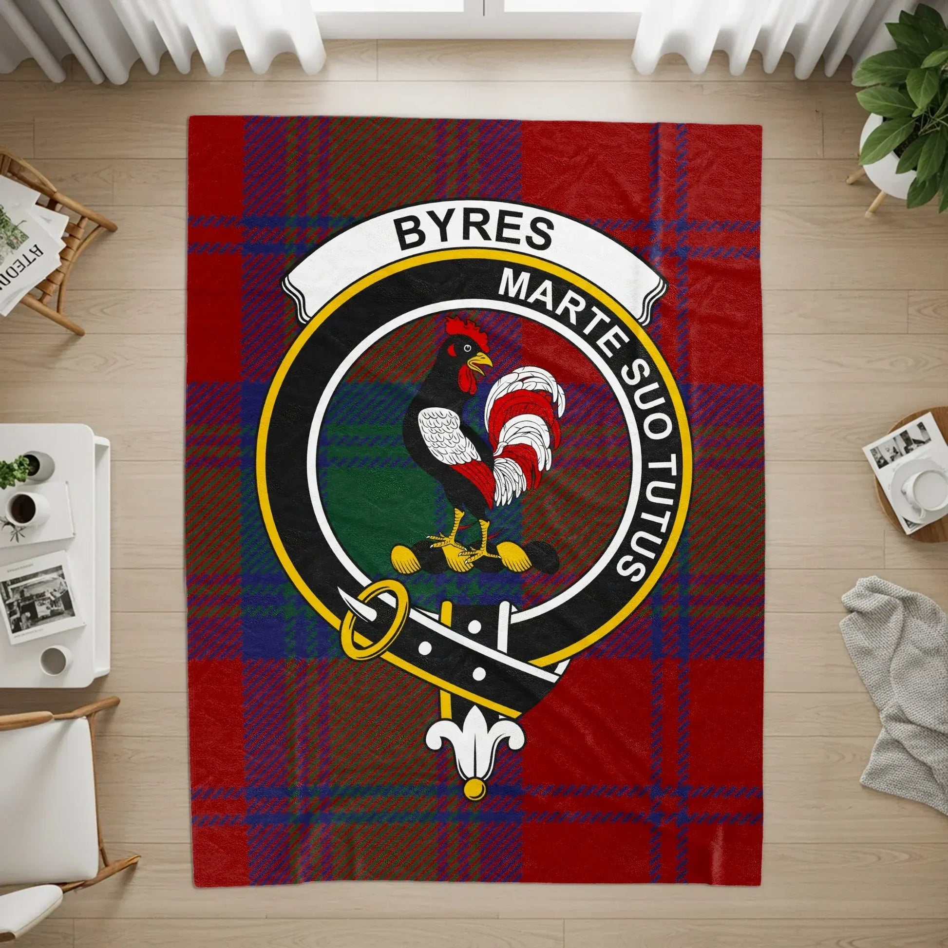 Scottish Tartan Round Crest Byres Family Clan Flag product