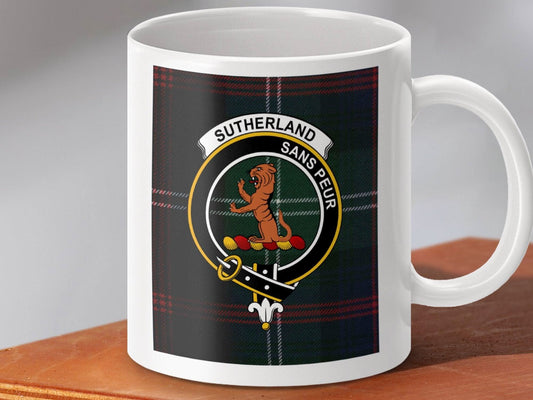 Sutherland Clan Crest Badge Tartan Mug product