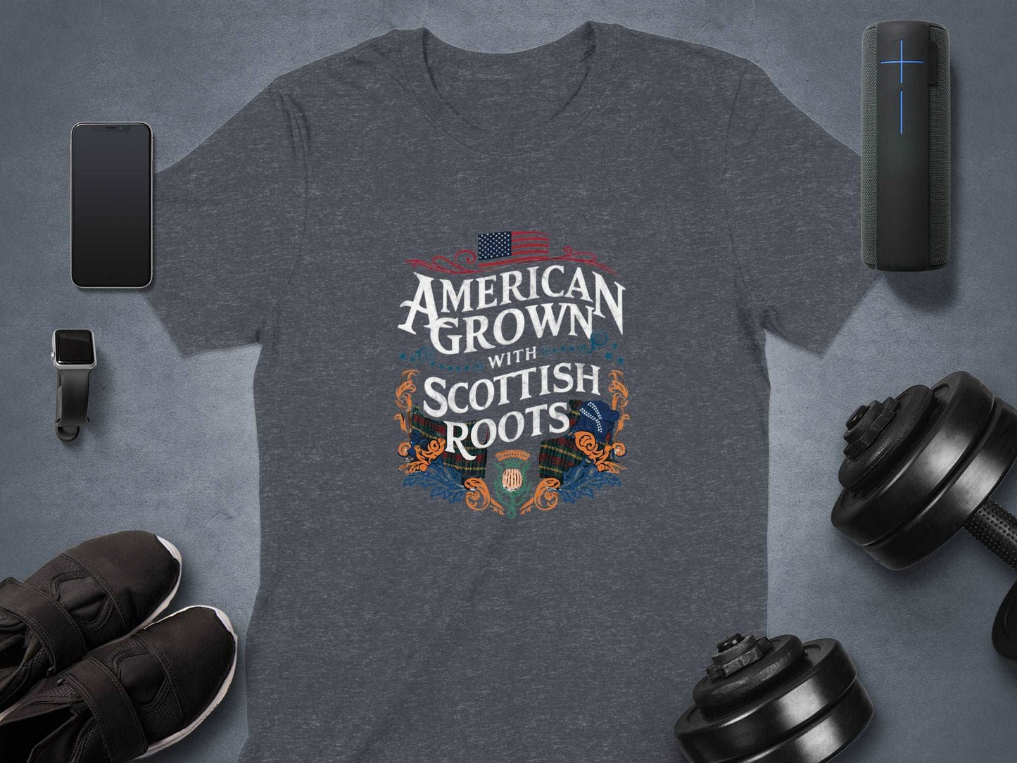 American Grown With Scottish Roots T-Shirt - Living Stone Gifts